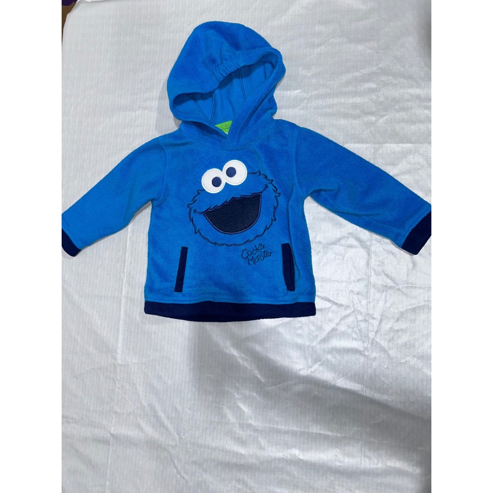 Sesame Street Cookie Monster Blue Fleece Hoodie Toddler Size 24M Pullover
